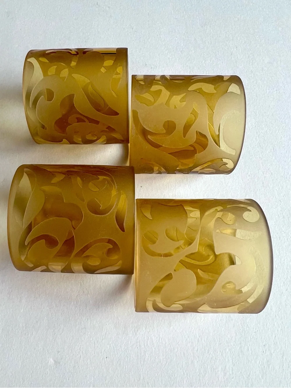 Amber Etched Glass Tumbler Set - 4-Pack